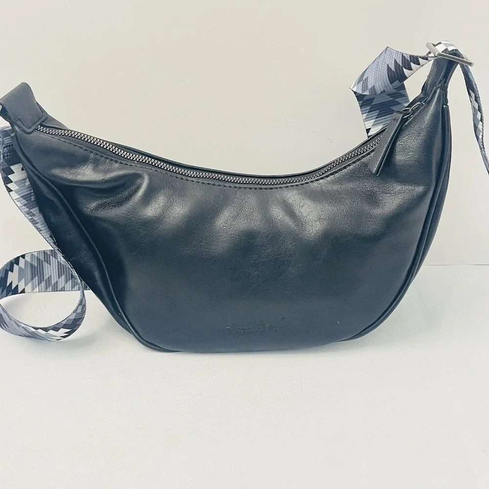 Montana West Crescent Black Bag Adjustable Geometric Shoulder Strap‎